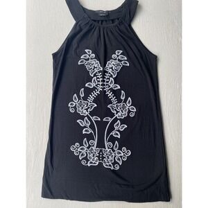 VERTIGO PARIS Dress Size Medium Mini Embroidery Sleeveless Cotton Knit NWT